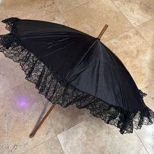 Vintage Antique Black Lace Umbrella Parasol